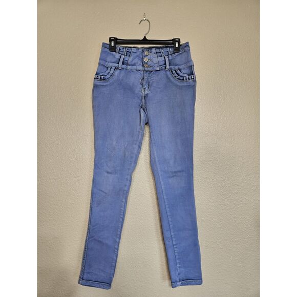 Silver Diva Women’s Blue Rhinestone High-Rise Skinny Jeans Size 9 - Picture 1 of 3